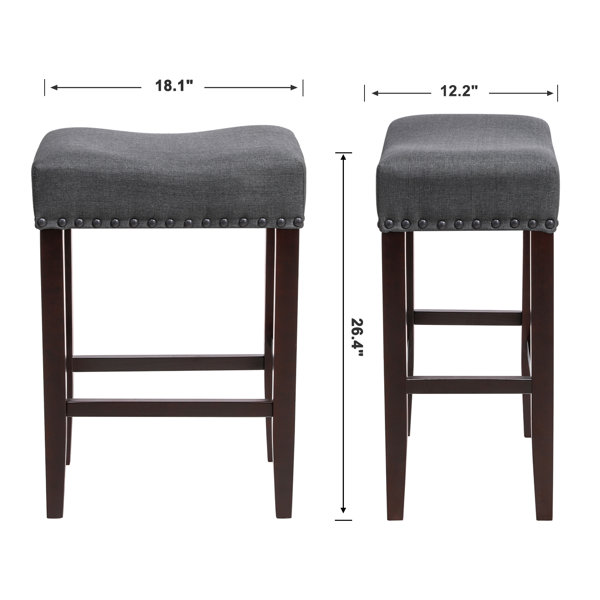 Gracie Oaks Set Of 2 Bar Counter Stool, WellPadded Dining Chair, Solid